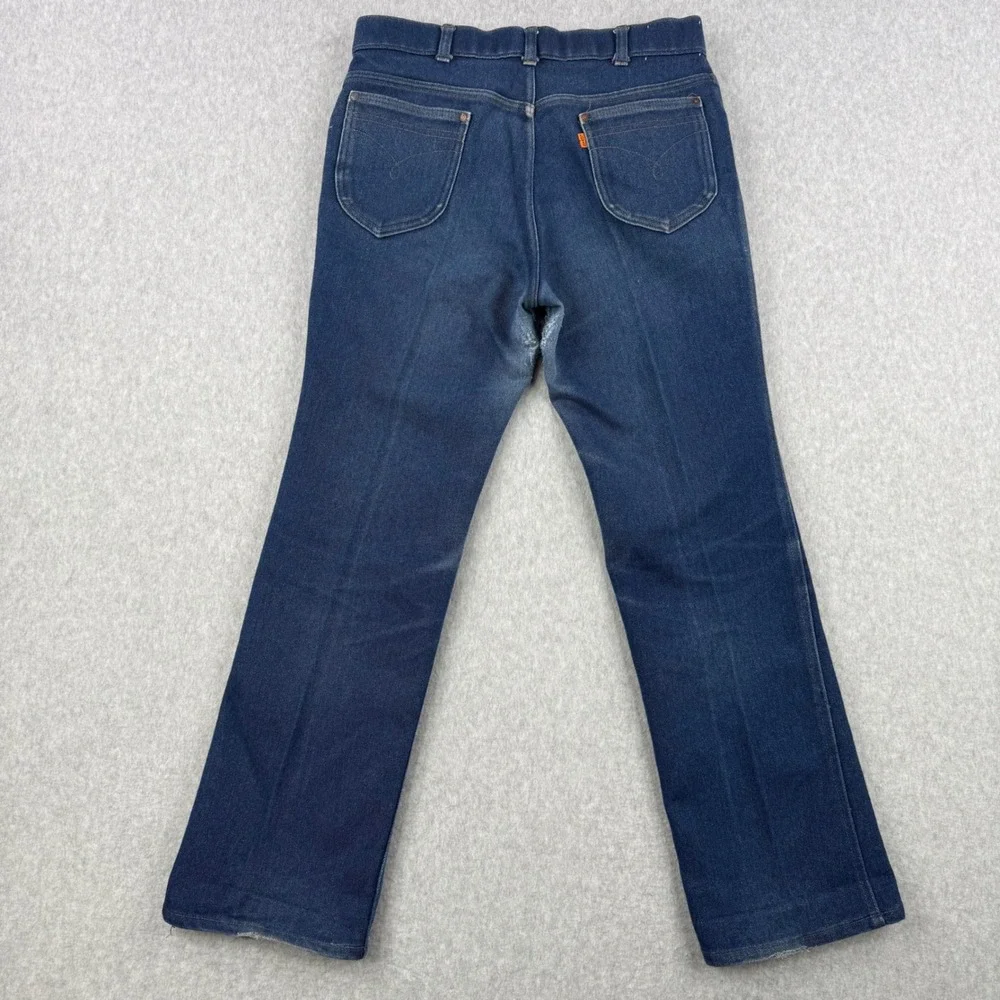 Vintage Levis Jeans Mens Fits 34x30 Blue 70s Orange Tab Talon Zip Distressed USA